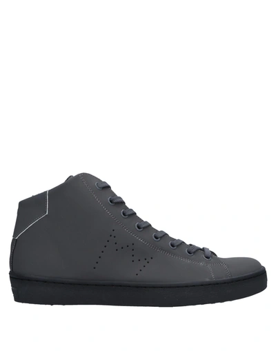 Shop Leather Crown Sneakers In Lead