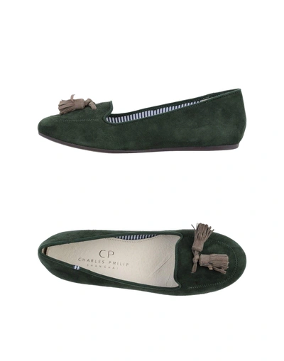 Shop Charles Philip Loafers In Dark Green