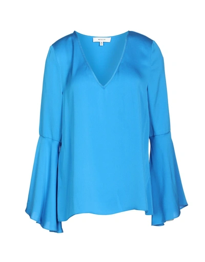Shop Milly Blouse In Bright Blue