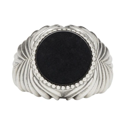 Shop Emanuele Bicocchi Silver And Black Stone Ring In Silver/blk