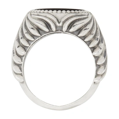 Shop Emanuele Bicocchi Silver And Black Stone Ring In Silver/blk