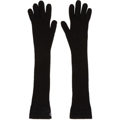 Shop Emilio Pucci Black Ribbed Wool Gloves In 999 Black