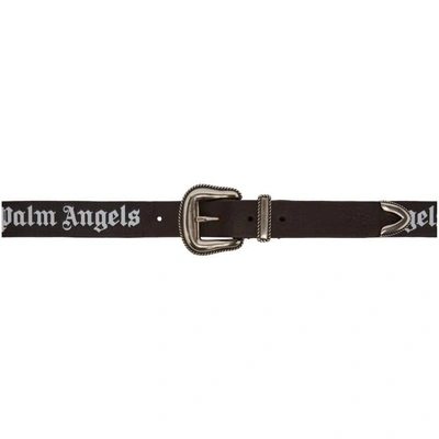 Shop Palm Angels Black Logo Belt In 1001 Blk/wh
