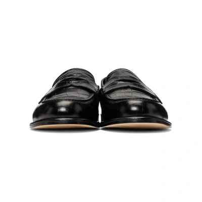 Shop Loewe Black Croc Convertible Loafers In 1185.bllk