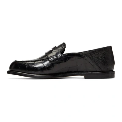 Shop Loewe Black Croc Convertible Loafers In 1185.bllk