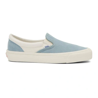 Shop Vans Blue Suede Og Classic Slip-on Sneakers In Suede.slate