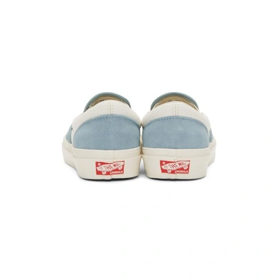 Shop Vans Blue Suede Og Classic Slip-on Sneakers In Suede.slate