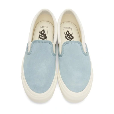 Shop Vans Blue Suede Og Classic Slip-on Sneakers In Suede.slate