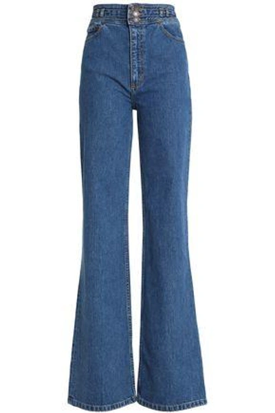 Shop Marc Jacobs Woman High-rise Flared Jeans Mid Denim