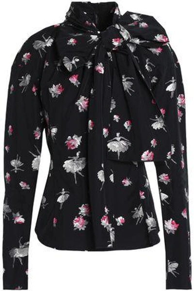 Shop Marc Jacobs Woman Floral-print Woven Top Black