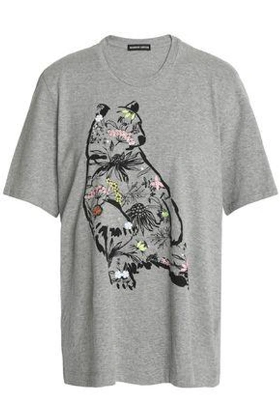 Shop Markus Lupfer Woman Alex Sequin-embellished Printed Cotton-jersey T-shirt Gray