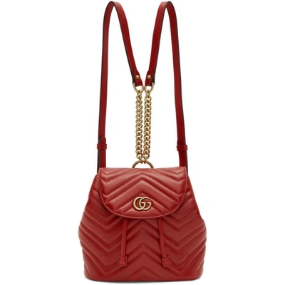 Shop Gucci Red Mini Gg Marmont 2.0 Backpack In 6433 Red