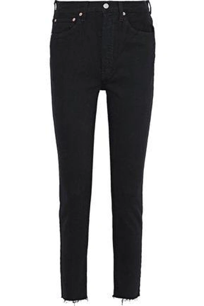 Shop Re/done By Levi's Re/done Woman Faded High-rise Skinny Jeans Black