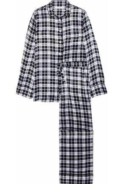 Shop Equipment Avery Checked Washed-silk Pajama Set In Black