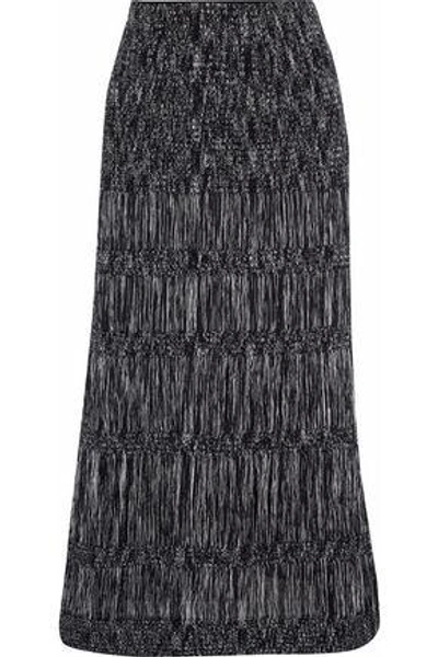 Shop Missoni Woman Crochet-knit Cotton-blend Midi Skirt Black