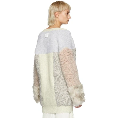 Shop Stella Mccartney Off-white Mix Material Cardigan In 8490 Bone/c