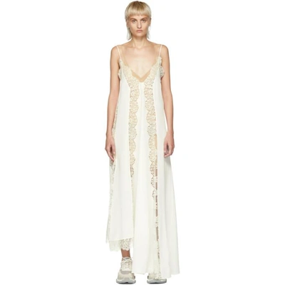 Shop Stella Mccartney Off-white Lace Insert Slip Dress In 9503 Ivory