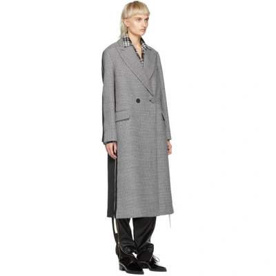 Shop Stella Mccartney Black And White Long Houndstooth Duster Coat In 8486 Ink/iv