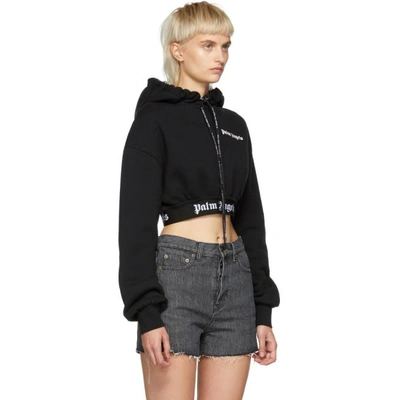 Shop Palm Angels Black Cropped Hoodie In 1088 Blkmul