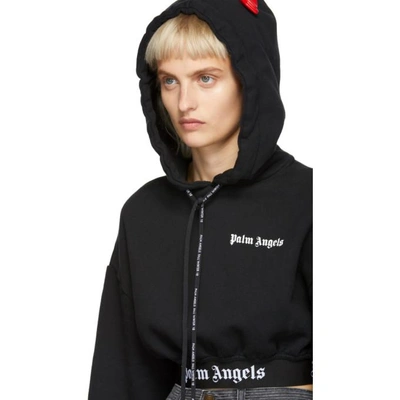 Shop Palm Angels Black Cropped Hoodie In 1088 Blkmul