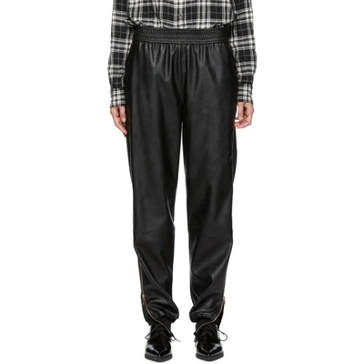 Shop Stella Mccartney Black Faux-leather Lounge Pants