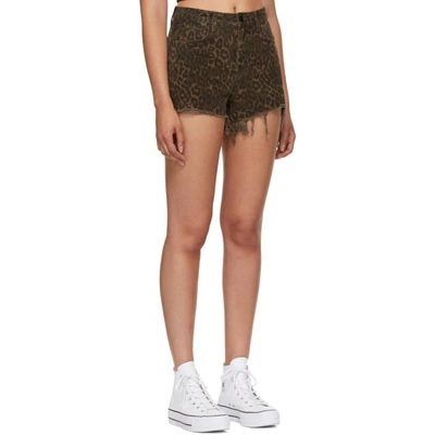 Shop Alexander Wang Tan Leopard Denim Bite Shorts In 210 Leopard