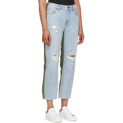Shop Alexander Wang Blue And Green Slack Mix Jeans In 109 Bleach/