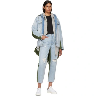 Shop Alexander Wang Blue And Green Slack Mix Jeans In 109 Bleach/