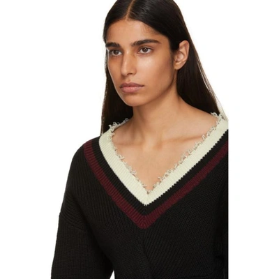 Shop Alexander Wang T Alexanderwang.t Black Twist Front V-neck Sweater In 001 Black