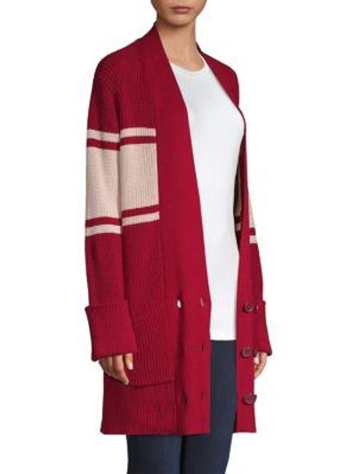 Shop Joie Caleela Varsity Cardigan In Red Parchment