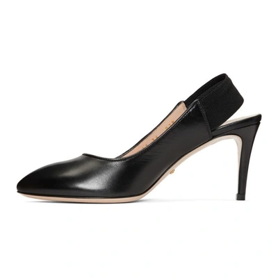 Shop Gucci Black Sylvie Elastic Heels In 1203 Black