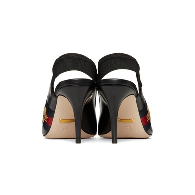 Shop Gucci Black Sylvie Elastic Heels In 1203 Black