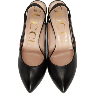 Shop Gucci Black Sylvie Elastic Heels In 1203 Black