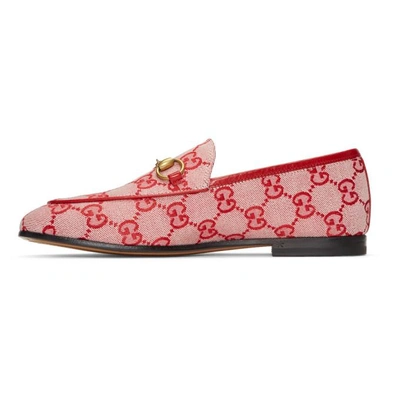 Shop Gucci Red New Canvas Jordaan Loafers In 9380 Red