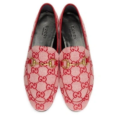 Shop Gucci Red New Canvas Jordaan Loafers In 9380 Red