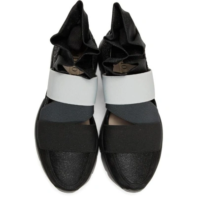 Shop Emilio Pucci Black And Grey Pucci At Night Glitter Ruffle Elastic Slip-on Sneakers In A77 Black