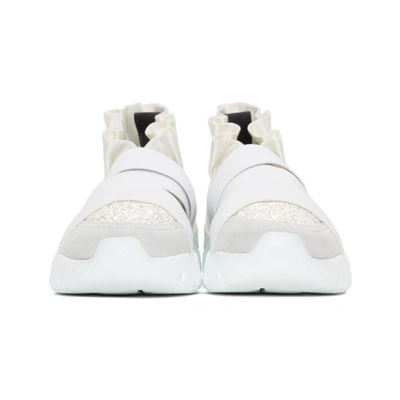 Shop Emilio Pucci White Pucci At Night Glitter Ruffle Elastic Slip-on Sneaker In A79 White