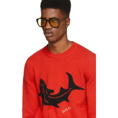 Shop Gucci Red Shark Sweater In 6527 Red