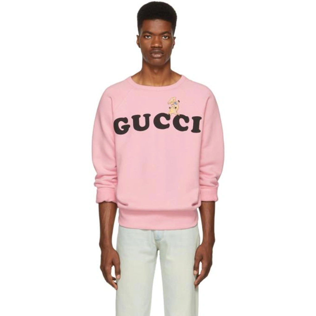 Gucci Pig Embroidered Logo Crew Neck Sweatshirt In Pink In Pink purple ModeSens