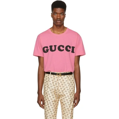 Shop Gucci Pink Logo T-shirt In 5370 Sug Pi