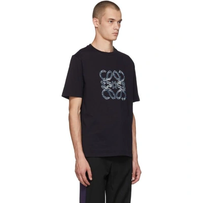 Shop Loewe Navy Anagram Cut T-shirt In 5110.nvy