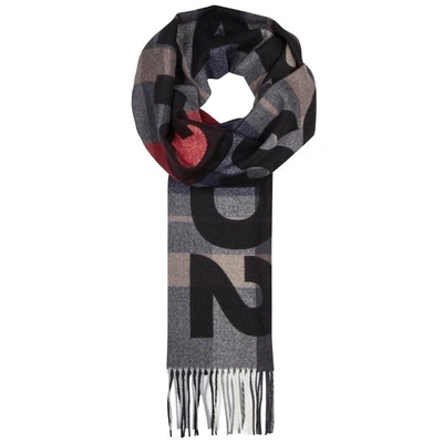 Shop Dsquared2 Checked Logo-print Wool Scarf In Black And Red