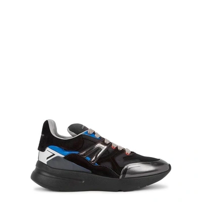 Shop Alexander Mcqueen Runner Black Suede Trainers