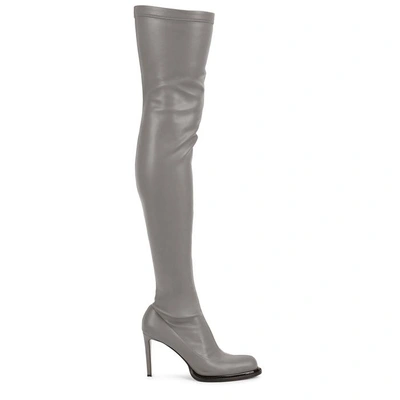 Shop Stella Mccartney Grey Faux Leather Over-the-knee Boots