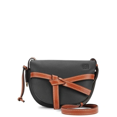 Shop Loewe Gate Small Leather Saddle Bag In Black