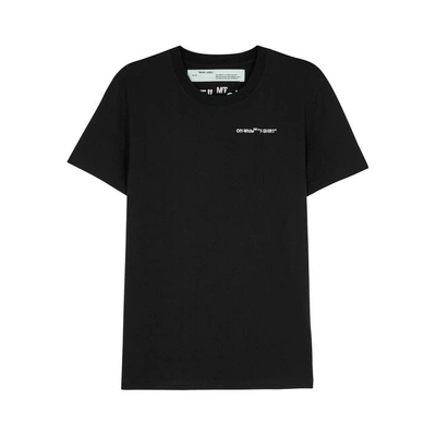 Shop Off-white Black Logo-embroidered Cotton T-shirt