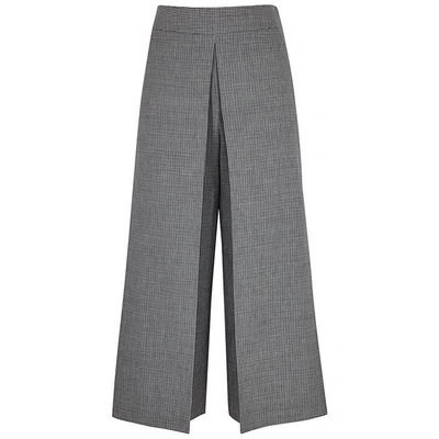 Shop Alexander Wang Grey Cropped Houndstooth Trousers In Black And White