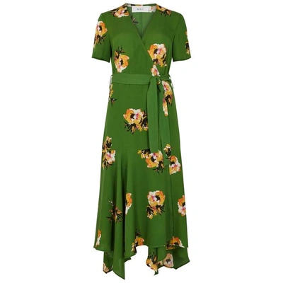 Shop A.l.c Cora Silk Crepe De Chine Wrap Midi Dress In Green