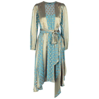 Shop Diane Von Furstenberg Blue Spot-devoré Silk-blend Dress