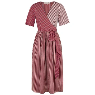 Shop Diane Von Furstenberg Striped Cotton Wrap Dress In Red